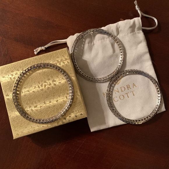 Kendra Scott Silver Bangle Bracelets Set of 3 - Picture 2 of 8